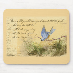 Bluebird on Branch & Victor Hugo Quote Muismat