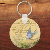 Bluebird on Branch & Victor Hugo Quote Sleutelhanger (Voorkant)