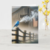 Bluebird op Boerderij hek Kaart (Gele Bloem)