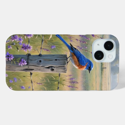 Bluebird op een hek post Case-Mate iPhone case (Achterkant (horizontaal))