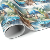 Bluebird op een oude kraan cadeaupapier (Rol Hoek)