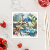 Bluebird op een oude kraan servet (Insitu)