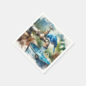 Bluebird op een oude kraan servet (Hoek)