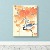 Bluebird op een Paulownia Tree Canvas Print (Insitu (Houten vloer))