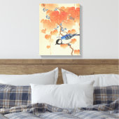 Bluebird op een Paulownia Tree Canvas Print (Insitu (Slaapkamer))