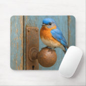 Bluebird op een roestige deurknop muismat (Met muis)