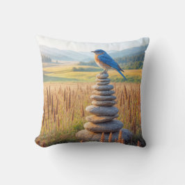 Bluebird op Stone Cairn Kussen