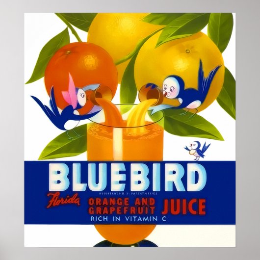 Bluebird Oranje Juice Vintage Poster (Voorkant)