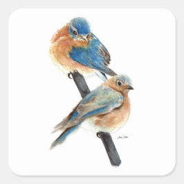 Bluebird Paar Schilderen Vierkante Sticker