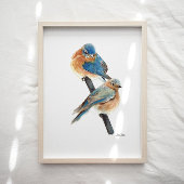 Bluebird Paar Waterverf Art Print