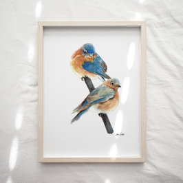 Bluebird Paar Waterverf Art Print