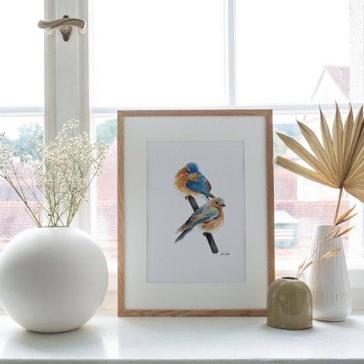 Bluebird Paar Waterverf Art Print