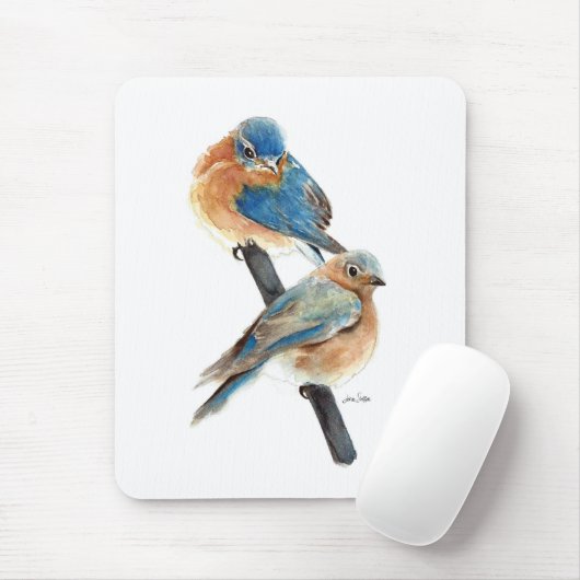 Bluebird Paar Waterverf Kunst Muismat (Met muis)