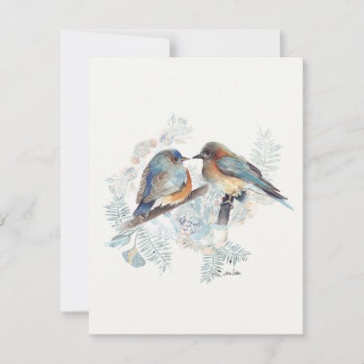 Bluebird Paar Waterverf Note Kaart (Voorkant)