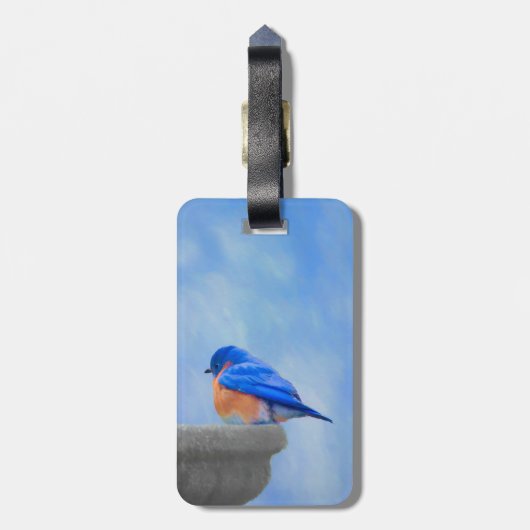 Bluebird Painting - Original Bird Art Bagagelabel (Achterkant verticaal)