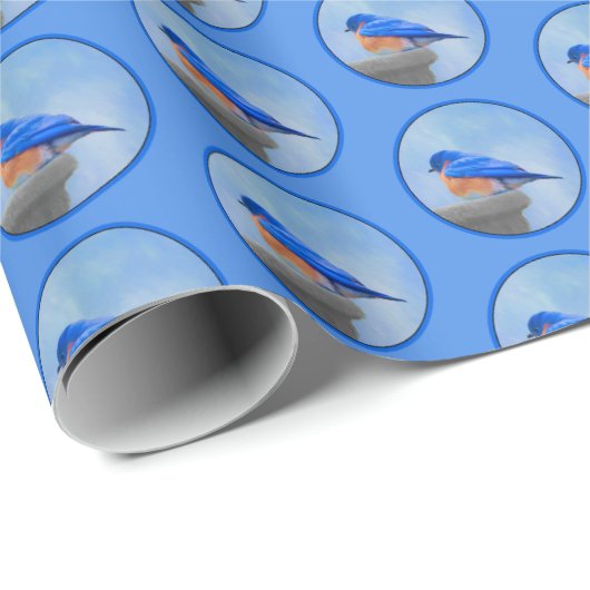 Bluebird Painting - Original Bird Art Cadeaupapier (Rol Hoek)