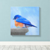 Bluebird Painting - Original Bird Art Canvas Afdruk (Insitu (Houten vloer))