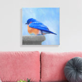 Bluebird Painting - Original Bird Art Canvas Afdruk (Insitu (Woonkamer))