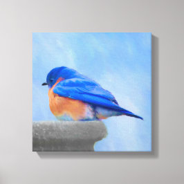 Bluebird Painting - Original Bird Art Canvas Afdruk