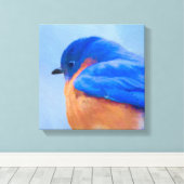 Bluebird Painting - Original Bird Art Canvas Afdruk (Insitu (Houten vloer))