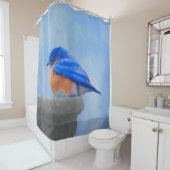 Bluebird Painting - Original Bird Art Douchegordijn (In situ)