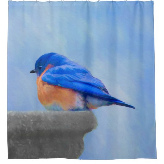 Bluebird Painting - Original Bird Art Douchegordijn (Voorkant)