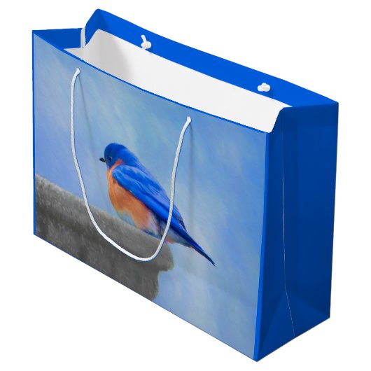 Bluebird Painting - Original Bird Art Groot Cadeauzakje (Voorkant Gekanteld)