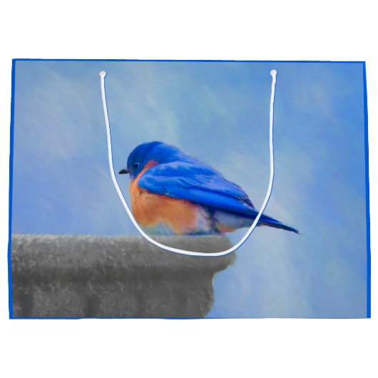 Bluebird Painting - Original Bird Art Groot Cadeauzakje (Achterkant)