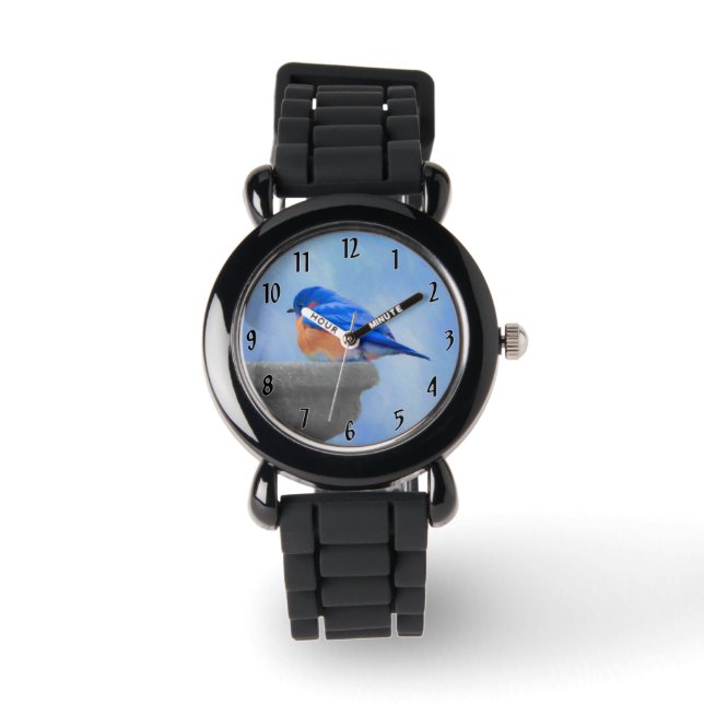 Bluebird Painting - Original Bird Art Horloge (Voorkant)