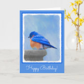 Bluebird Painting - Original Bird Art Kaart (Gele Bloem)