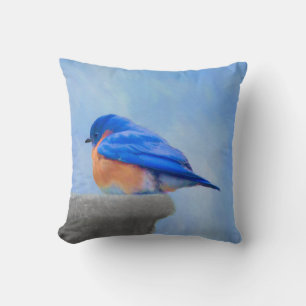 Bluebird Painting - Original Bird Art Kussen
