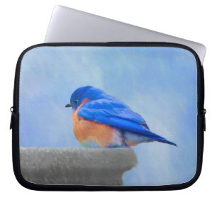 Bluebird Painting - Original Bird Art Laptop Sleeve
