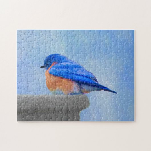 Bluebird Painting - Original Bird Art Legpuzzel (Horizontaal)