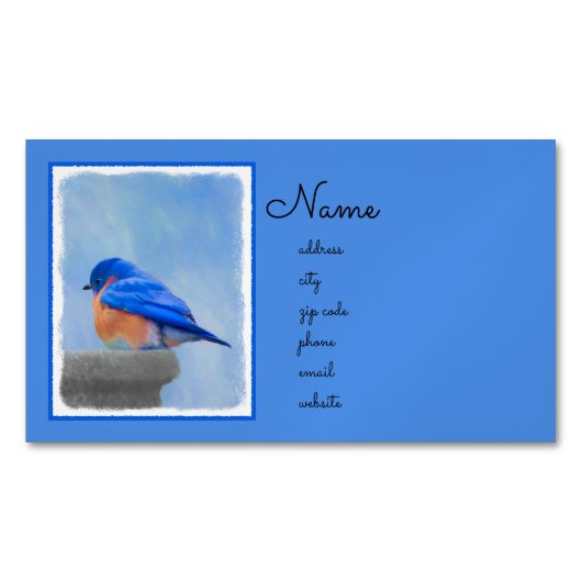 Bluebird Painting - Original Bird Art Magnetisch Visitekaartje (Voorkant)
