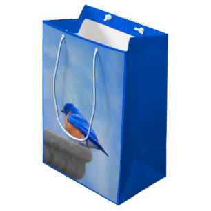 Bluebird Painting - Original Bird Art Medium Cadeauzakje