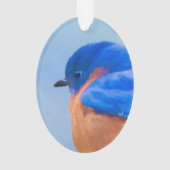 Bluebird Painting - Original Bird Art Ornament (achterkant)