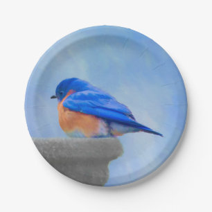 Bluebird Painting - Original Bird Art Papieren Bordje