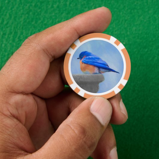 Bluebird Painting - Original Bird Art Poker Chips (Hand)
