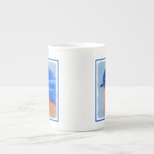 Bluebird Painting - Original Bird Art Porselein Kop (Voorkant)