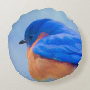 Bluebird Painting - Original Bird Art Rond Kussen