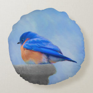 Bluebird Painting - Original Bird Art Rond Kussen