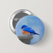 Bluebird Painting - Original Bird Art Ronde Button 5,7 Cm (Voorkant /achterkant)