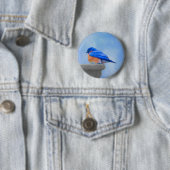 Bluebird Painting - Original Bird Art Ronde Button 5,7 Cm (In situ)