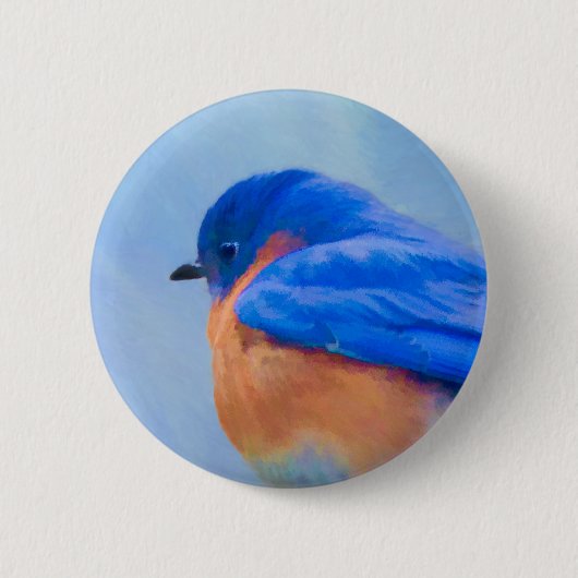 Bluebird Painting - Original Bird Art Ronde Button 5,7 Cm (Voorkant)