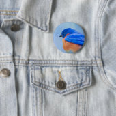 Bluebird Painting - Original Bird Art Ronde Button 5,7 Cm (In situ)