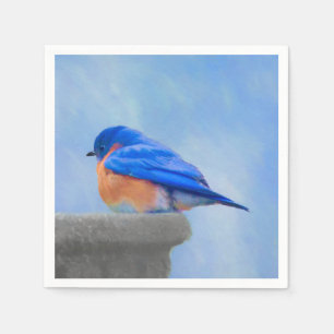 Bluebird Painting - Original Bird Art Servetten