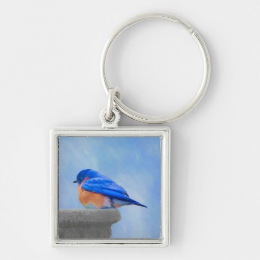 Bluebird Painting - Original Bird Art Sleutelhanger (Voorkant)