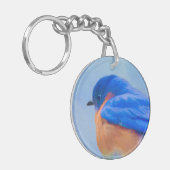 Bluebird Painting - Original Bird Art Sleutelhanger (Voorkant Links)