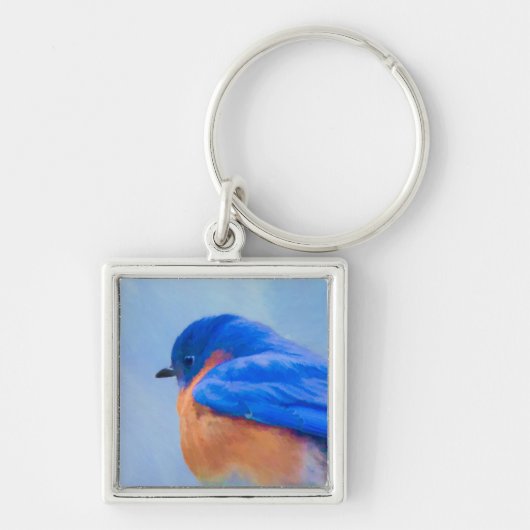 Bluebird Painting - Original Bird Art Sleutelhanger (Voorkant)