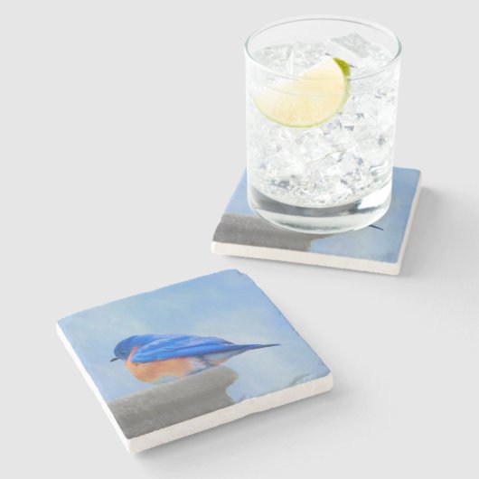 Bluebird Painting - Original Bird Art Stenen Onderzetter (Zijkant)